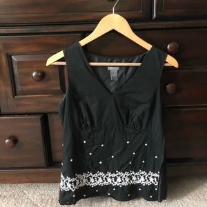 Ann Taylor black blouse with white details